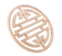 Plaque Murale Ronde en Bois Sculpté 14, 8cm Beige Style Chinois Ancien