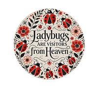 Plaque murale ronde en métal style vintage coccinelles, feuilles, feuilles, paradis, visiteurs, pour maison, bar, jardin, 20,3 x 20,3 cm