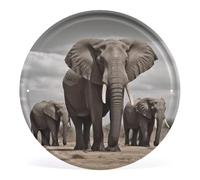 Plaque murale ronde vintage en forme d'éléphant africain à suspendre - Décoration murale moderne circulaire rustique - 30,5 x 30,5 cm - Pour chambre à coucher, salon, bureau extérieur