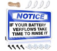 Plaque murale rustique colorée - Décoration de sous-sol - Citation amusante pour cour et garage - Avis en métal antirouille - Si votre batterie déborde - Prenez le temps de la rincer (20 x 30 cm)