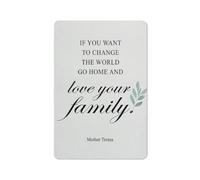 Plaque murale rustique en métal avec citation inspirante et motivante : « Si tu veux changer le monde, rentre chez toi et aime ta famille. » Impression 20 x 30 cm (8 x 12 pouces). Décoration murale