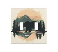Plaque murale simple à bascule avec silhouette d'ours et de montagnes - Taille standard - 11,4 x 11,4 cm
