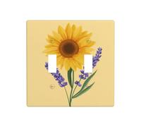 Plaque murale simple à double interrupteur à bascule tournesol et lavande Taille standard - 11,4 x 11,4 cm