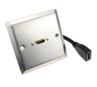 Plaque murale simple HDMI 2.0 4K avec queue de cochon - Acier brossé