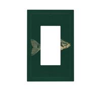 Plaque murale simple poisson sur fond vert foncé pour interrupteur mural à bascule 1 gang décoratif pour la maison, la cuisine, la salle de bain