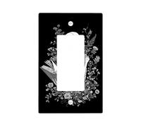 Plaque murale squelette pour interrupteur de lecture - Motif floral noir pour décoration d'Halloween - Plaques murales en thermoplastique - Taille standard