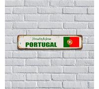 Plaque murale tendance chic en métal « Proud to Be from Portugal » - Drapeau de pays patriotique - Cadeau amusant pour buanderie, entreprise, café, bar, décoration murale - 10,2 x 45,7 cm