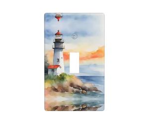 Plaque murale vierge 1 gang imprimée de phare, taille standard, couvercle décoratif pour interrupteur pour maison/commercial