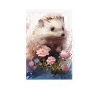 Plaque murale vierge 1 gang - Plaque décorative - Peinture à l'huile - Blanc - Petit hérisson - Pour chambre à coucher, salon