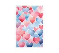 Plaque murale vierge 1 gang - Plaque d'interrupteur décorative - Aquarelle bleue et rose - Motif cœur d'amour - Pour chambre à coucher, salon