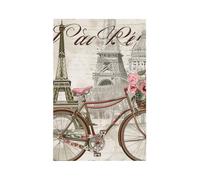 Plaque murale vierge 1 gang Plaque d'interrupteur décorative vintage Paris Tour Eiffel vélo avec fleurs pour interrupteur pour chambre à coucher, salon