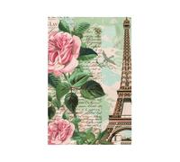 Plaque murale vierge 1 gang - Plaque murale décorative - Motif Tour Eiffel de Paris - Fleurs vintage - Pour chambre à coucher, salon