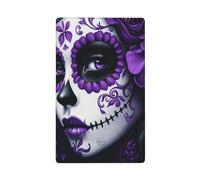 Plaque murale vierge à bascule pour interrupteur de cuisine ou salle de bain Motif tête de mort Noir et violet 11,4 x 7 cm