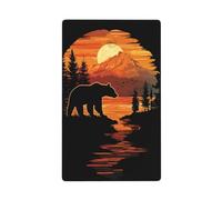 Plaque murale vierge à bascule simple silhouette d'ours coucher de soleil pour interrupteur décoratif 1 gang pour cuisine, salle de bain, taille 11,4 x 7 cm