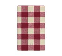Plaque murale vierge à motif de tissu rouge cerise et blanc cassé pour interrupteur décoratif 1 gang pour cuisine, salle de bain, taille 11,4 x 7 cm