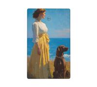 Plaque murale vierge avec chien marron au bord de la mer pour interrupteur décoratif 1 gang pour cuisine, salle de bain, taille 11,4 x 7 cm