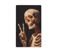 Plaque murale vierge avec inscription « Skeleton Making The Peace Sign » - 1 gang - Pour cuisine, salle de bain - Dimensions : 11,4 x 7 cm