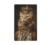 Plaque murale vierge avec motif chat orange habillé en roi portant une couronne - 1 gang pour cuisine, salle de bain - Dimensions : 11,4 x 7 cm