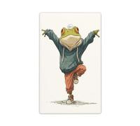 Plaque murale vierge avec motif grenouille amusante qui s'étend sur les orteils debout, 1 interrupteur décoratif pour cuisine, salle de bain, taille 11,4 x 7 cm