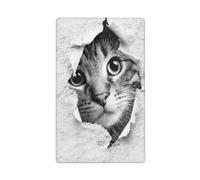 Plaque murale vierge avec tête de chat mignon qui regarde, 1 gang pour cuisine, salle de bain, taille 11,4 x 7 cm