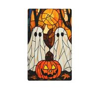 Plaque murale vierge en verre vitrail pour décoration de cuisine ou salle de bain Motif citrouille d'Halloween 11,4 x 7 cm