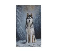 Plaque murale vierge pour interrupteur de cuisine ou salle de bain Motif chiens husky dans la neige 11,4 x 7 cm