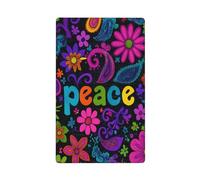 Plaque murale vierge pour interrupteur mural - Motif fleurs colorées - Signes de paix abstrait - 1 gang - Pour cuisine, salle de bain - Dimensions : 11,4 x 7 cm