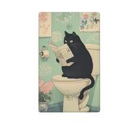 Plaque murale vierge pour lecture de journaux et salle de bain Motif chat noir 11,4 x 7 cm