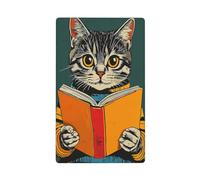 Plaque murale vierge vintage avec motif chat tigré pour la lecture, la cuisine, la salle de bain, 11,4 x 7 cm