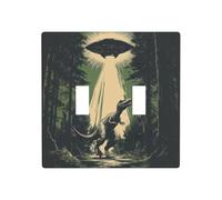 Plaque murale vintage à bascule motif dinosaure forêt - Taille standard - 11,4 x 11,4 cm