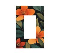 Plaque murale vintage à bascule simple pour interrupteur Motif fleurs oranges et feuilles vertes Décoration pour la maison, la cuisine, la salle de bain