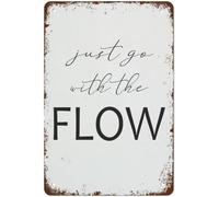 Plaque murale vintage avec citation « Just Go with the Flow » - Décoration murale en métal pour chambre - 20,3 x 30,5 cm
