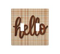 Plaque murale vintage avec inscription « Hello in Brown Cursive Letters » - 11,4 x 11,4 cm