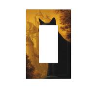 Plaque murale vintage avec motif chat noir et vieux château - Plaque murale à bascule unique - Décoration pour la maison, la cuisine, la salle de bain