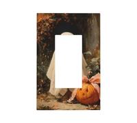 Plaque murale vintage avec motif fantôme d'Halloween dans une forêt sombre - Plaque murale à bascule unique - Décoration pour la maison, la cuisine, la salle de bain