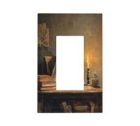 Plaque murale vintage avec motif fantôme lisant un vieux livre sous une bougie, plaque murale à bascule unique, 1 gang décorateur, prise de courant pour la maison, la cuisine, la salle de bain