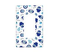 Plaque murale vintage bleu mauvais œil, plaques murales 1 gang de taille moyenne 12,7 x 7,6 cm, couvercle décoratif pour interrupteur, couvercle de sortie, en polycarbonate thermoplastique