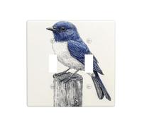 Plaque murale vintage Bluebird sur poteau de clôture - Plaque murale - Taille standard - 11,4 x 11,4 cm