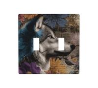 Plaque murale vintage collage loup double gang plaque murale interrupteur décoration taille standard - 11,4 x 11,4 cm