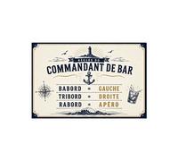 Plaque murale vintage commandant de bar 30,5 x 20 cm