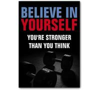 Plaque murale vintage en aluminium avec inscription « Believe in Yourself, You're Stronger Than You Think » - Décoration murale rétro en aluminium - 20,3 x 30,5 cm
