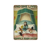 Plaque murale vintage en aluminium avec inscription « She Lived Happily Cat Bed and Breakfast » - 20,3 x 30,5 cm