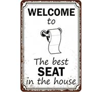 Plaque murale vintage en aluminium avec inscription « Welcome to The Best Seat in The House » - Décoration murale rétro en aluminium pour maison, grotte, garage, bar