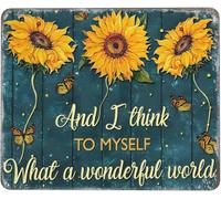 Plaque murale vintage en aluminium avec motif tournesol et je pense à moi-même, panneau de porte, extérieur, maison, grotte, garage, bar, campagne, club, décoration rétro en aluminium, 20,3 x 30,5 cm