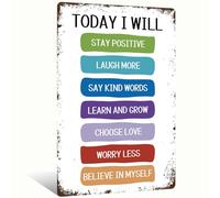 Plaque murale vintage en aluminium « Today I Will Do » pour salon, chambre, café - 20,3 x 30,5 cm - Décoration murale motivante avec actions quotidiennes positives (25206)