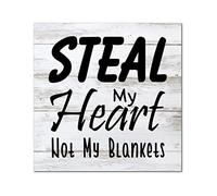 Plaque murale vintage en bois Steal My Heart Not My Blanket avec citation littéraire - Décoration murale pour bureau, chambre à coucher, salon, maison, pendaison de crémaillère - 30,5 x 30,5 cm