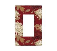 Plaque murale vintage en chrysanthème rouge et blanc - Plaque murale à bascule simple - Décoration pour la maison, la cuisine, la salle de bain