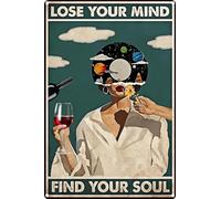 Plaque murale vintage en étain avec inscription « Lose Your Mind Find Your Soul » - Pour salle de bain, salon, bureau - Décoration d'intérieur - 20,3 x 30,5 cm - Lose Mind Find