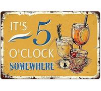 Plaque murale vintage en étain, « Il est 17 heures, quelque part », plaque en métal rétro pour extérieur, intérieur, maison, plage, jardin, baignoire, bar, ferme, café, portail, clôture, décorations