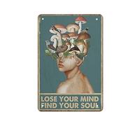 Plaque murale vintage en métal à suspendre Motif champignons Hunter Lose Your Mind Find Your Soul 8 x 30,5 cm Style 30 x 20 cm